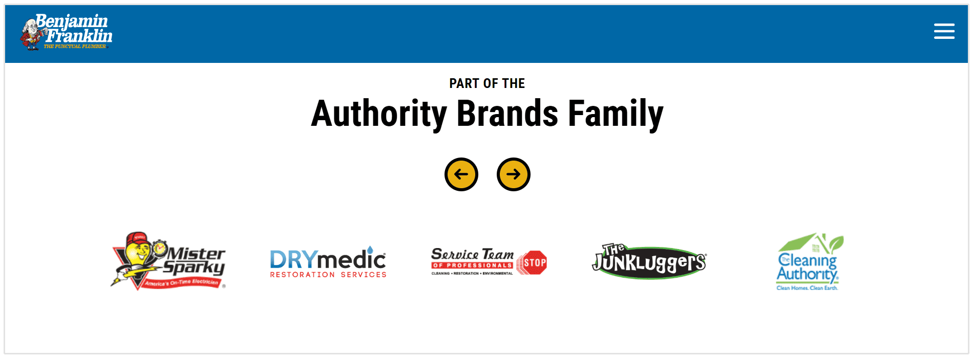 Logos das empresas irmãs no rodapé